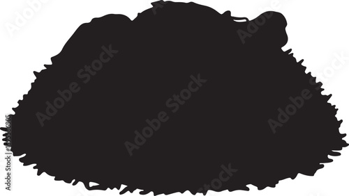 Black Silhouette of Organic Pile or Mass Against White Background Creates Striking Contrast for Graphic Design and Conceptual Illustrations Representing Nature and Abstraction