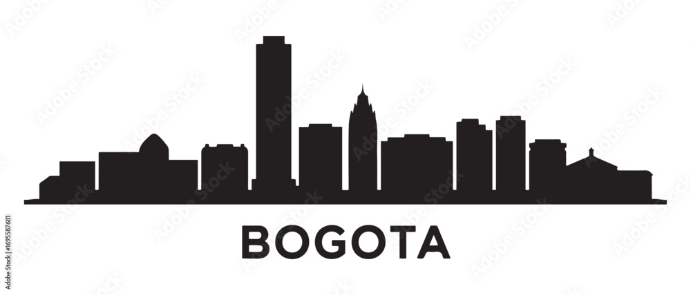 Obraz premium Bogota skyline silhouette. Landscape Bogota, Colombia. Vector illustration. Vector black silhouette. with white background