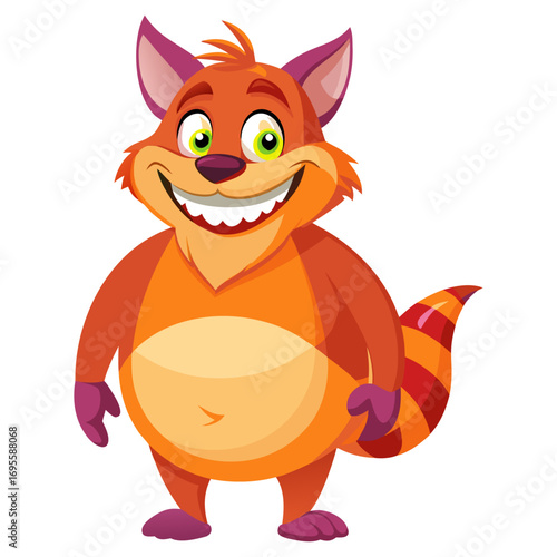 A vibrant 3D render of a cheerful, chubby Jackal cartoon character focusing on its stomach. 