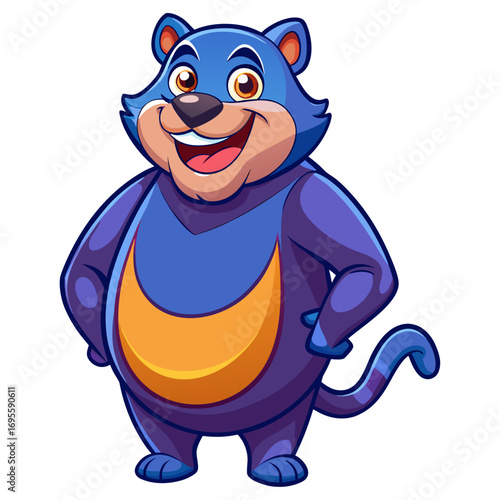 A vibrant 3D render of a cheerful, chubby Panther cartoon character focusing on its stomach. 