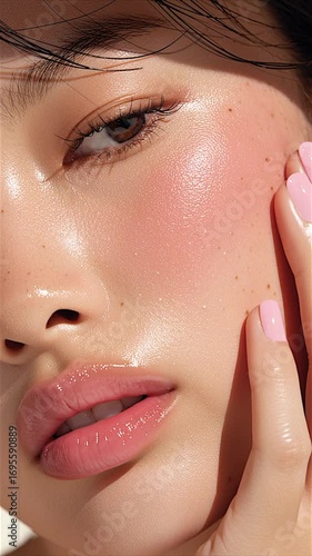 Woman Portrait with Shiny Moisturized Epidermis, Collagen Boost and Youthful Elasticity