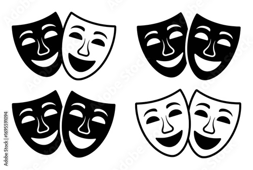 Iconic Theater Masks: Comedy and Tragedy in Black and White