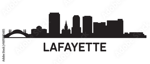 Lafayette skyline silhouette. Black Lafayette city design. Vector black silhouette. with white background