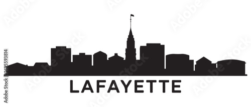 Lafayette skyline silhouette. Black Lafayette city design. Vector black silhouette. with white background