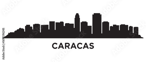 Caracas skyline silhouette. Black Caracas city design. Vector black silhouette. with white background