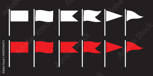 Flag icon set. Waving flag icon. Different flag icons set. Set of red flag icons. different shapes turkey flags, turkey map in official colours and proportion flagpole and wavy shaped