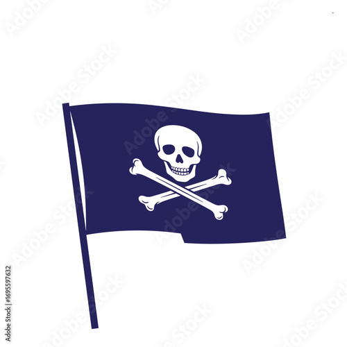 Embrace adventure with the pirate flag featuring skull and crossbones flapping in the wind with a nautical feel