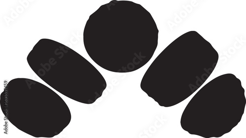 Abstract composition of black shapes on a white background forming a unique minimalist design for creative projects and modern visual art applications emphasizing simplicity and contrast