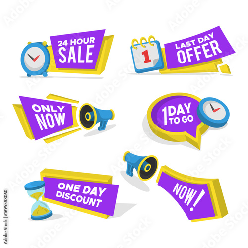 Vibrant Cartoon Sale Banners:  Time-Limited Offers, Urgent Discounts, Now!