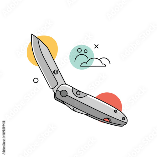 Stylish pocket knife illustration for outdoor adventures, camping, and everyday carry essentials