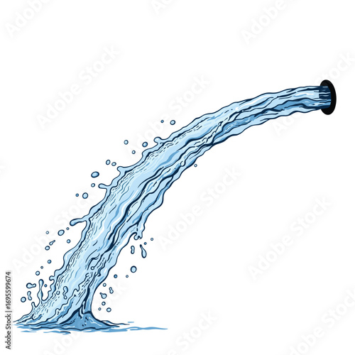 Dynamic stream of refreshing water cascading down, perfect for hydration or environmental concepts
