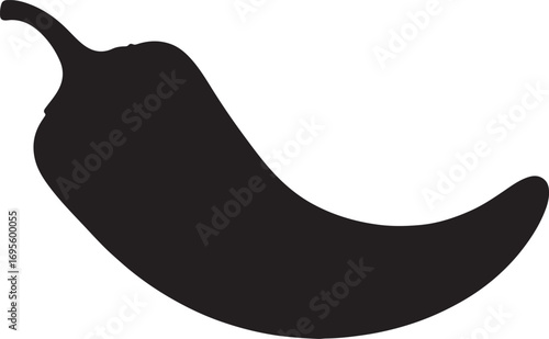 Sleek Black Silhouette of a Jalapeno Pepper Perfect for Culinary and Design Projects Representing Spice Heat and Mexican Cuisine with Clean Lines and Sharp Contrast