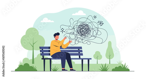 Conceptual illustration of mental health depicting anxiety and stress management