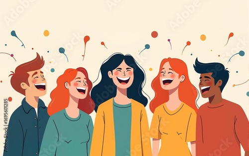 world laughter day banner with illustrations of people laughing. 4 may laughter day Vector illustration. High quality
