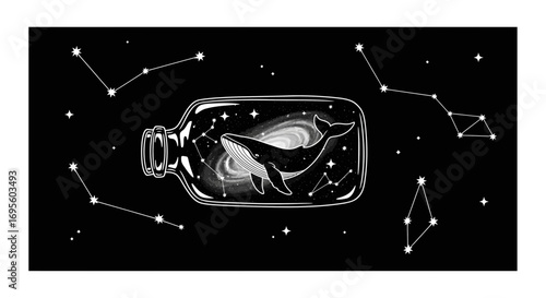 Whale in a Bottle: A Cosmic Dreamscape of Constellations and Galactic Wonders
