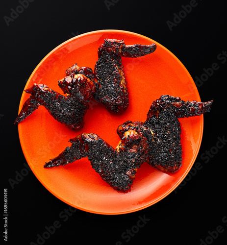 Charred Chicken Wings on Bright Plate