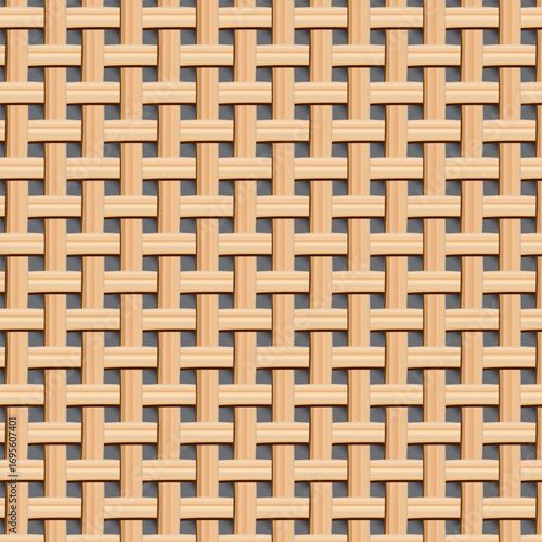 Seamless woven basket texture with natural brown tones. Realistic interlaced pattern perfect for backgrounds, fabric design, wallpaper, crafts, and decorative projects.