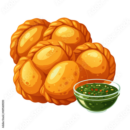 vector illustration of empanadas with dipping sauce