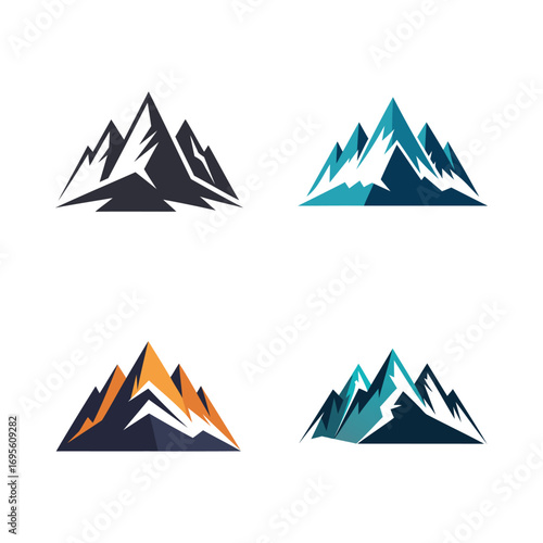 Geometric abstract mountain peaks with orange and blue tones
