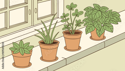 Indoor potted plants on windowsill home decor ideas for small spaces and apartment gardening inspiration