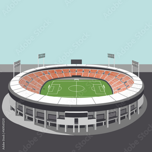 Flat Vector Illustration of Football Stadium