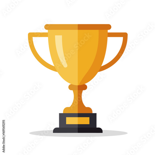 Flat Vector Illustration of Golden Trophy Cup