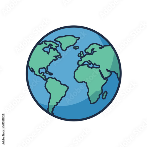 Flat Vector Illustration of Earth Globe Icon