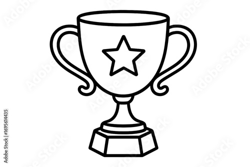 Trophy cup award icon. Winner symbol. Victory, achievement, success concept. First place prize. Champion. Competition, goal, challenge. Leadership. Line art outline vector.