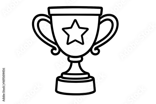Trophy cup award outline. Vector icon symbolizing victory, success, achievement, winning. First place prize for a champion. Simple line art illustration for competition, contest, sport.