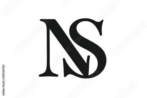 Elegant NS SN monogram logo design. Luxury initial letters N and S logotype in a classic serif font style. Professional business symbol icon for corporate brand identity.