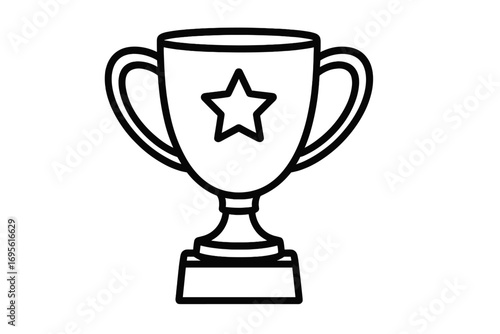 Line art trophy icon. Award cup vector for winner and champion. Victory prize for competition. Symbol of success, achievement, and first place. Goal attainment concept.