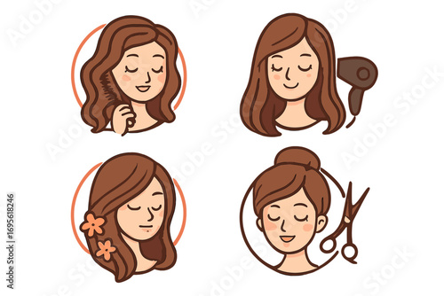 Beauty monogram letter Z logo design with woman silhouette, elegant female face cartoon illustration, vector graphic for fashion, cosmetics, and hair care branding, transparent background