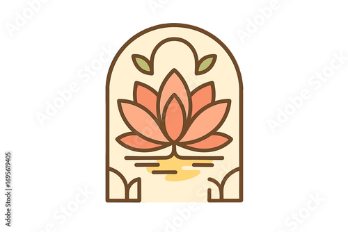Elegant lotus flower logo design for hotel and beauty spa, vector cartoon illustration with transparent background, floral wellness symbol, organic beauty branding, spa and relaxation icon