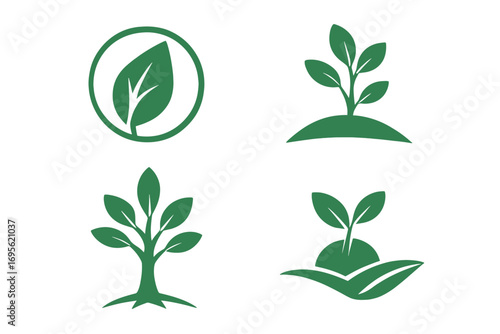 Water drop logo design with green leaf nature aroma therapy oil icon, eco-friendly herbal essential oil vector set, natural organic wellness and spa illustration
