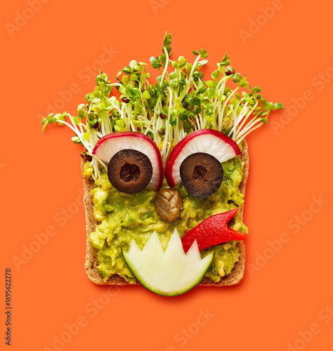 Monster Avocado Toast with Veggie Face