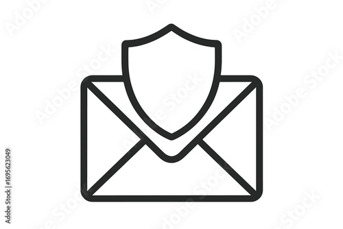 Secure mail vector icon with shield and envelope. Email protection, data privacy, and communication security concept. Antispam and antivirus symbol for web and apps.
