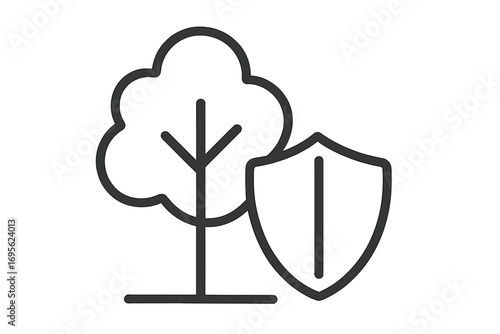 Environmental protection metaphor. Tree with shield icon. Nature conservation and ecology safety concept. Eco friendly. Security and insurance sign. Green guard logo vector.