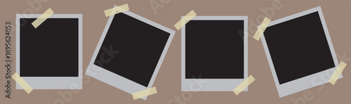 Polaroid Photo Frame Vector Set – Realistic White Frames with Shadows, Retro Collage Mockup Templates for Social Media and Scrapbook Design
