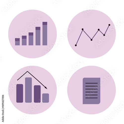 Bar and line chart infographic report analyst presentation, and paper note picture.