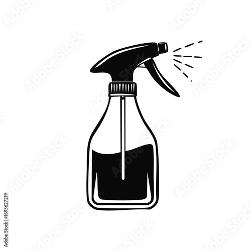 Spray bottle illustration with liquid splash