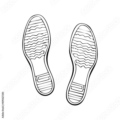 Hand-drawn footprints from shoes