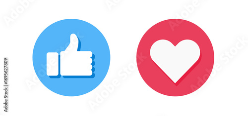 Love and affection vector icons. Like and love buttons for mobile phone applications, with simple and different styles.