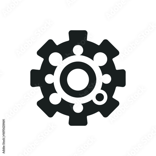 Black gear icon symbolizing industry and technology