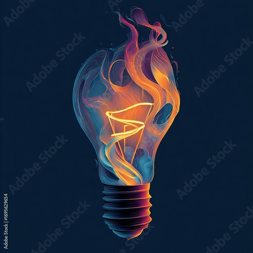 light bulb with fire