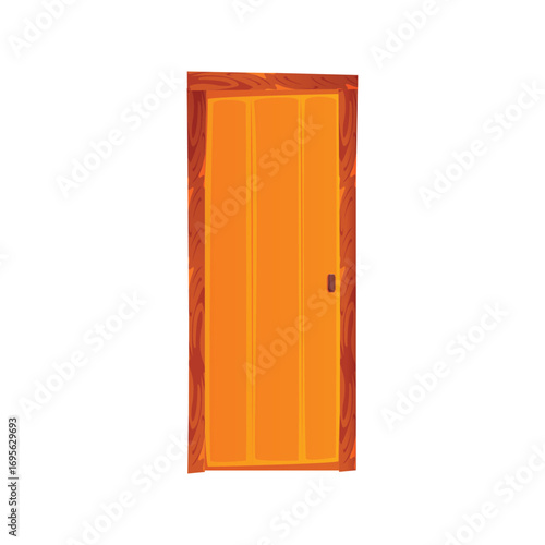 Cartoon wooden door interior illustration