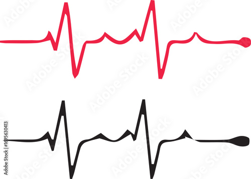 Health and Medical concept. EKG Pulse Wave, cardiogram and glowing neon heart pulse graphic illustration