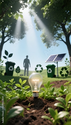 Sustainable Future Renewable Energy, Recycling, and Green Living Concept
