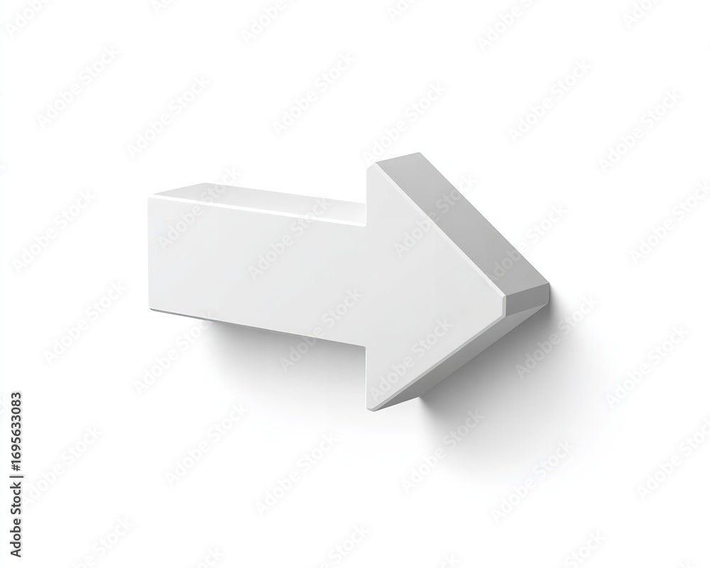 Fototapeta premium Minimalist Right Directional Arrow Against Clean White Background, Conveying Simplicity and Modernity