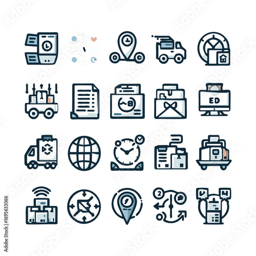 Delivery and logistics icons for efficient tracking