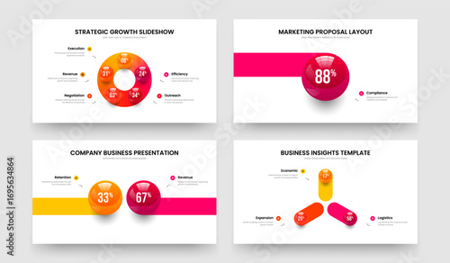 Elegant Visualization 5 1 2 3 Step Diagram Slideshow Layout Set. Market Proposal Five One Two Three Element Chart Frame Template Vector Illustration Collection.